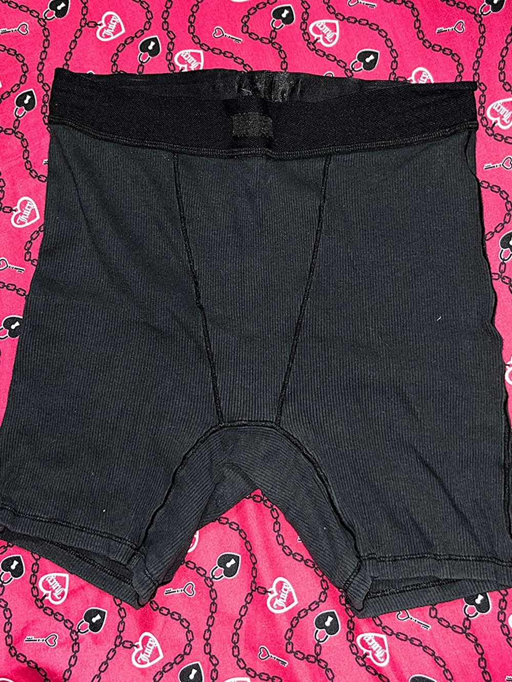 SKIMS Cotton Rib Black High-Waist Boxer